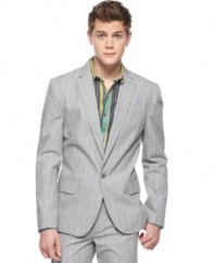 Stay sharp. This glen plaid blazer from Sons of Intrigue has throwback style in a modern silhouette.