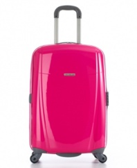 Shine a light on trouble-free travel! All eyes are on this bright hardside with four multi-directional spinners that follow your lead in any direction travel takes you. Navigating through crowds with your luggage is a breeze with the lightweight construction of this incredibly strong suitcase. 10-year warranty. (Clearance)