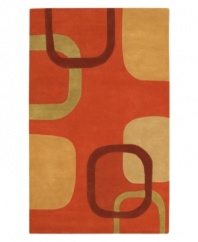 Inspired by the bright, burning colors of a Manhattan twilight, this fun, contemporary piece makes any space more animated. Perfect for large family rooms or chic city apartments, the Stella Smith rug is full of character and crafted for exceptional softness in your home. Hand-tufted of New Zealand wool.