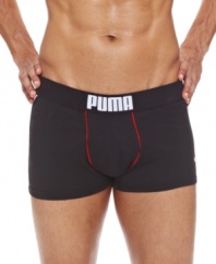 Plain and simple for the guy on the go. These Puma trunks round out your stash of basics.