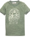 Put up your dukes and give your casual look a TKO with the one-two graphic punch of this tee from Lucky Brand Jeans.