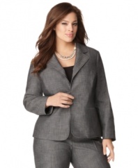 Sharpen up your career wardrobe with AGB's textured plus size jacket-- make it a suit with the coordinating pants.