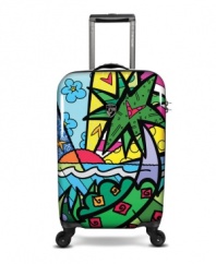 Start your trip off right by packing up in the vacation mindset! A fun way to start any travel adventure, this emblazoned suitcase keeps your belongings in check with a super sturdy polycarbonate hardside construction and smart wheels for effortless mobility wherever you go. 7-year warranty.
