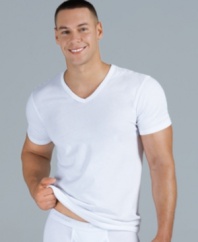 Time to restock? Go back to basics with this 3 pack of V-neck T shirts from Calvin Klein.