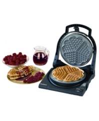Customize breakfast for your loved ones with waffles catered to their preference of color, texture and flavor.  Whether they prefer them crispy on the outside, fluffy on the inside or perfectly golden, these heart-shaped waffles are made to order and ready in 90 seconds or less. 1-year warranty. Model M840.