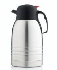 Double-walled stainless steel keeps your drink colder or hotter longer for bigger, better flavor! This carafe features a temperature gauge that gives you a read on when to drink and when to refill and is exactly what you need for entertaining or enjoying a pot of coffee, keeping drinks fresh and ready at a second's notice.