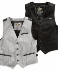 Take a vested interest in his dresswear with this vest from Epic Threads.