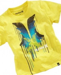In the paint. He'll score casual style points with this colorful tee shirt from Hurley.