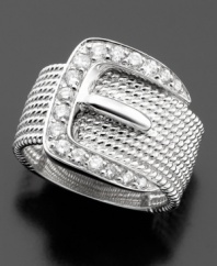 Keep everything buckled up with this 14k white gold round-cut diamond ring (1/2 ct. t.w.).