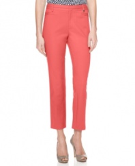 Calvin Klein's petite cropped pants will add a cheerful punch of color to your spring ensemble. Pairs perfectly with simple tees and printed tops.