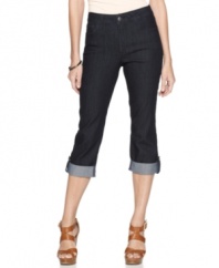Not Your Daughter's Jeans crafts a cropped, cuffed pair of petite jeans in a dark wash with a super flattering fit. Wear with flat sandals for a casual day or amp up with heels or wedges for evening.