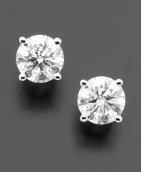 Stunning studs that will add a drop of sophistication to any look. Earrings feature sparkling round-cut diamond (1/2 ct. t.w.) in a polished 18k white gold setting. IGI Certified diamond.