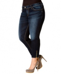 Sport the season's latest tops with Silver Jeans' plus size cropped jeans, finished by ankle zippers.