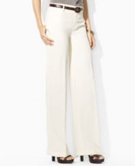 Inspired by smartly-tailored menswear, Lauren by Ralph Lauren's petite Andover pants are crafted with a chic, wide leg for an ultra-feminine silhouette.