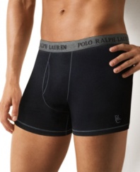 Great for the minimalist. The easy, longer-length styling of these Polo Ralph Lauren boxer briefs will meet your comfort standards.