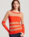 A playful pullover is the perfect choice for your next weekend outing when it comes in the form of this MARC BY MARC JACOBS striped sweater, flaunting sheer panels for an on-trend finish.