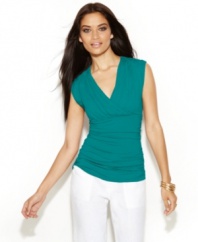 A fitted, petite silhouette enhanced with sexy ruching - meet your new favorite top, from INC!