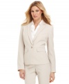 Jones New York takes the stress out of suiting with this easy care petite jacket: It's a crisp look that's machine washable!
