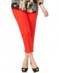 Refresh your casual look this season with Calvin Klein's cropped plus size pants, defined by a straight leg design.