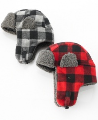 Top off your seasonal style with this plaid trapper hat from American Rag.