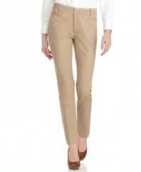 With a slim fit and straight leg, these petite Calvin Klein ankle-length trousers will stylishly carry you through the work week!