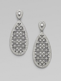 EXCLUSIVELY AT SAKS. A single drop of delicate lacework with crystal detailing.Crystal Rhodium plated Length, about 2 Width, about ¾ Post backs Imported 