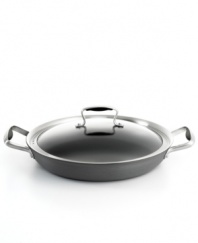 Two layers of incredibly durable and versatile nonstick combine with riveted handles and a tempered glass lid to bring the ultimate in ease straight to you. Low-fat cooking and easy cleaning become characteristics of your busy kitchen. Limited lifetime warranty.