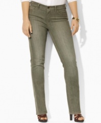 These slimming modern plus size jeans are crafted in a chic silhouette and cut with a slim leg, from Lauren by Ralph Lauren.