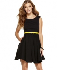 The little black dress gets a bright infusion on this flirty, belted number from XOXO!