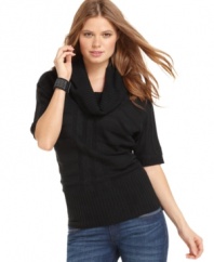Warm up in this cable knit sweater from Sequin Hearts ... pair it with jeggings for a super-cute, fall look!
