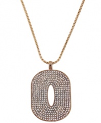 Stylishly shaped. A unique oblong silhouette sets apart this pretty pendant necklace from Vince Camuto. Embellished with glittering pave crystals, it's crafted in rich rose gold tone mixed metal. Approximate length: 18 inches.