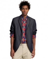 Take your tailored look up a notch with this two-button blazer from Bar III.