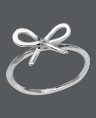 Tie your look together in style that shines. This chic ring by Unwritten features a cut-out bow design crafted in sterling silver. Sizes 7 and 8.