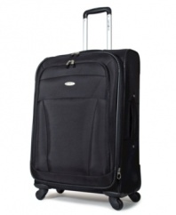 You're on a roll with the effortless mobility of this fully-stocked bag! Four multi-directional wheels head in whatever direction you do with no added weight to your arm and incredible convenience in a packed terminal. Expands for extra space and offers endless amenities to sort your baggage! 10-year warranty.