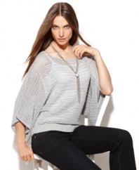 Metallic sparkle and a sheer knit create a unique combination! Try INC's petite lightweight sweater layered with your favorite tank. (Clearance)