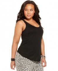 Get a winning casual look with American Rag's plus size tank top, featuring a racerback design.