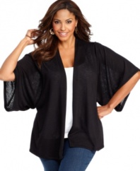 Add a chic topper to your tanks and tees with Style&co.'s three-quarter sleeve plus size cardigan.