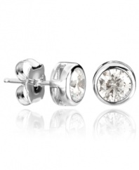 Simple yet sophisticated. CRISLU's sparkling style is perfect for smaller ears. Round-cut, bezel-set cubic zirconias (1 ct. t.w.) shine within a platinum over sterling silver setting. Approximate diameter: 5 mm.