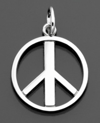 A beautiful peace charm with international appeal. Crafted in sterling silver, by Rembrandt Charms. Approximate drop: 1 inch.