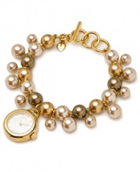 Pearls of wisdom: this darling pearl-wrapped timepiece from Carolee flaunts golden precision.