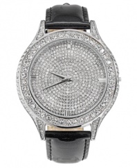Go big and flashy with the allover shimmer of this dress timepiece from Carolee. With swirling rows of crystal accents, you'll be mesmerized by the passage of time.
