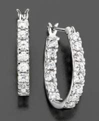 Hoop earrings with a big sparkle. These cubic zirconia (1/4 ct. t.w.) earrings by CRISLU are set in sterling silver finished in platinum.