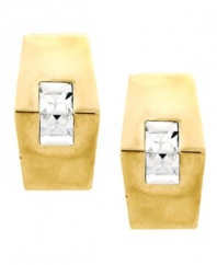 Glittering and geometric. With sparkling glass accents in the center, Vince Camuto's stud earrings feature a stylish hexagonal silhouette. Crafted in gold tone mixed metal, they'll add a chic, modern edge to your look for day or evening. Approximate diameter: 3/4 inch.