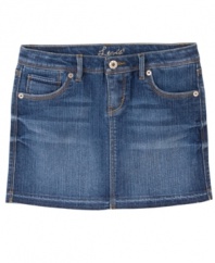 Darling in denim. Pair this jean skirt from Levi's with a fun top or warm leggings for style that lasts through every season.