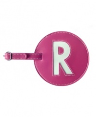 Give me an R! This big, easy-to-spot luggage tag is personalized with your initial, giving your bags an identity and helping them stand out on the luggage carousel.