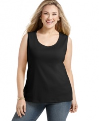 Karen Scott's plus size tank top is a must-have basic for layering this season-- grab one in every color!