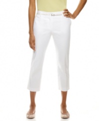 Get a smooth, flattering look in these cropped capri pants from Charter Club. The interior tummy panel provides a slimming fit you'll love!