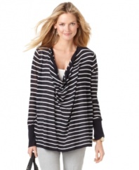 Stylishly slouchy, this petite striped MICHAEL Michael Kors top is perfect for an effortlessly chic casual look!