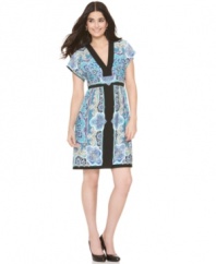 Contrasting trim highlights the global-inspired print of this petite dress by NY Collection. Looks gorgeous with a pair of peeptoe heels for work!