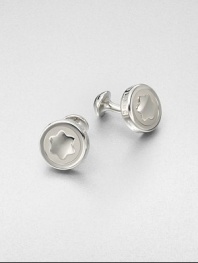 Round cuff links with embossed emblem inlay, in a polished, platinum finish.PlatinumAbout 1 diam.Imported